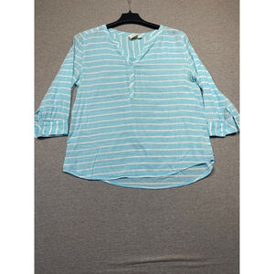 Women's St. John's Bay Blue & White Striped Blouse Size L